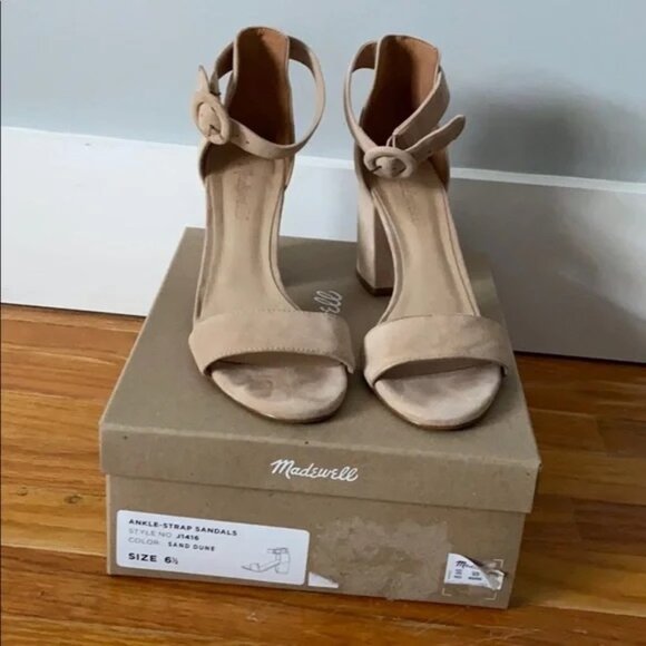 Madewell Regina Ankle-Strap Sandals in Sand Dune, Size 6.5 - Picture 6 of 9